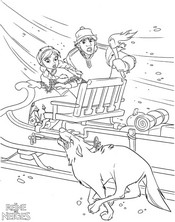 coloriage reine des neige poursuivit par les loups